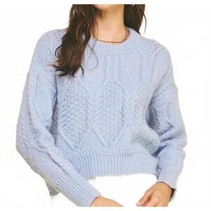 NEW PINCH textured crop knit sweater in baby blue